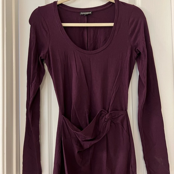 Plum color express dress with side tie - Picture 3 of 3